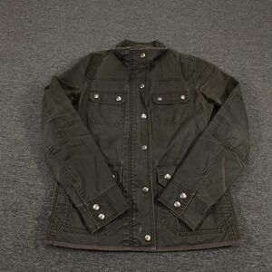 J Crew Jacket Womens XS Dark Green Utility Field Cotton Patina Pockets Snap